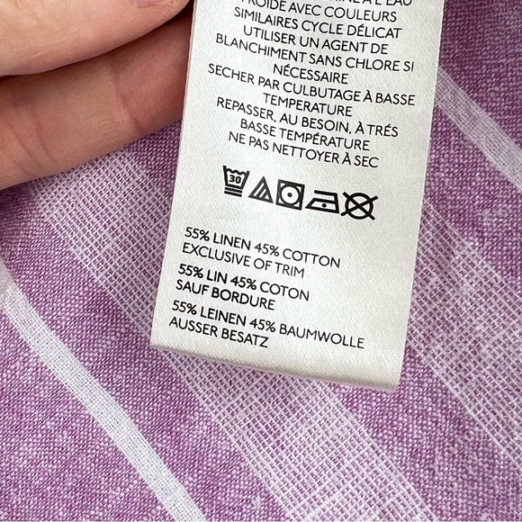Pilcro Anthropologie Linen Henley Surf Shirt Top Sz M Lavender Striped - Picture 12 of 13